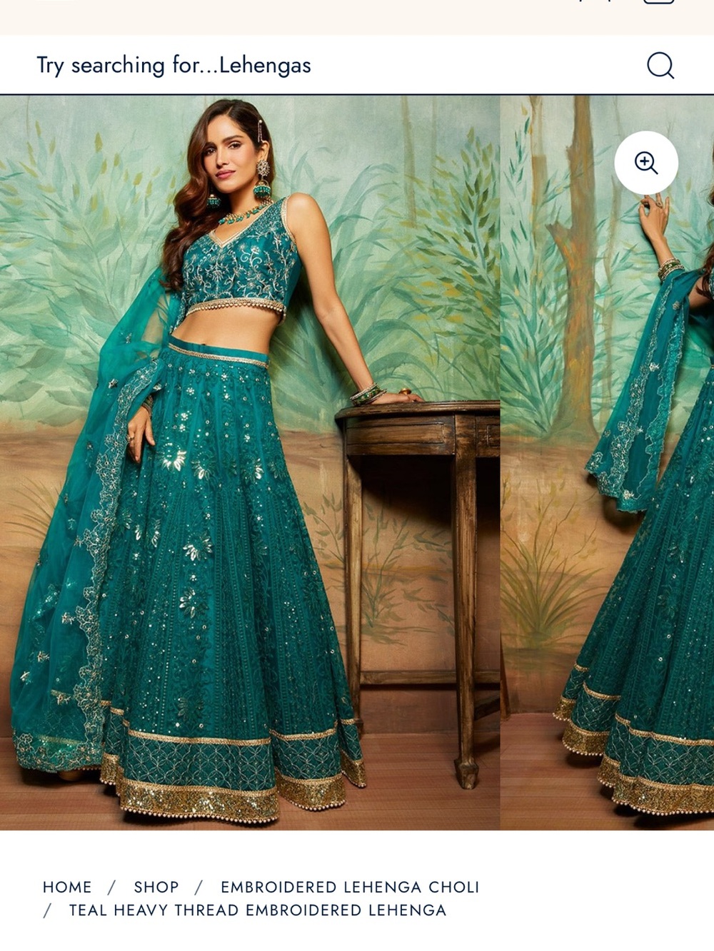 Teal Heavy Thread Embroidered Lehenga